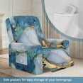 thumbnail image 3 of Jiueut Blue Golden Marble Print Recliner Chair Covers, Soft Sofa Slipcover Breathable Reclining Chair Covers with Storage Pockets for Home Use, 3 of 7