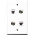 thumbnail image 1 of RiteAV - 2 Port Coax Cable TV- F-Type 2 Port Cat5e Ethernet White Wall Plate, 1 of 1