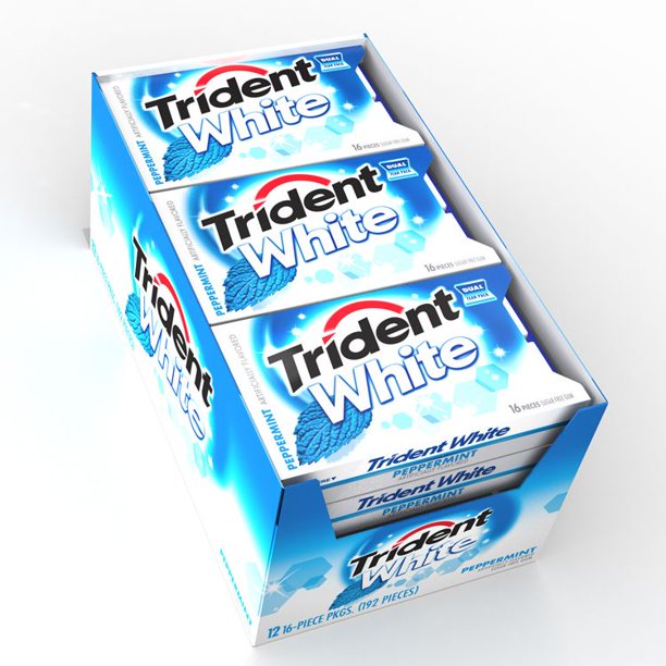 Product of Trident White SugarFree Peppermint Gum 12 Pk. 16 Ct