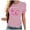 Pink, variant on WREESH Womens Fashion T-Shirts Spring Summer Casual Round Neck Printed Short Sleeved T-Shirt Top Pullover Pink