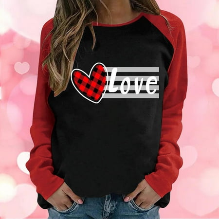

Hvyesh Love Sweatshirt Love Sweater Valentine s Day Gift for Her Love Gift Idea for Women Valentines Day Sweatshirt Spring Love Top Red shirts for women L