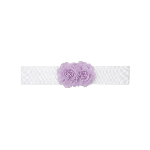 Cinturón elástico de doble flor de chiffon grande para mujer INSPIRE CHIC, corsé ancho elegante para vestido, 26.8x2.4 pulgadas, púrpura claro