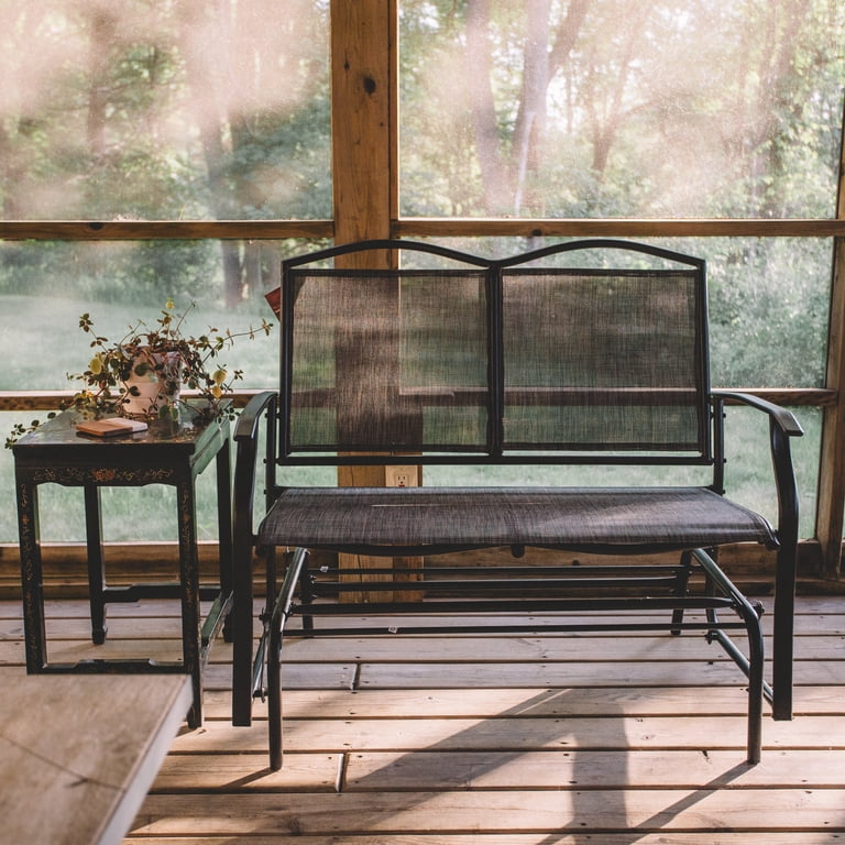 Backyard Expressions 2-Person Glider Bench, Heathered Grey photo 3