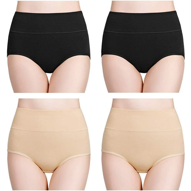Women's High Waisted Cotton Underwear Ladies Soft Full Briefs Panties  Multipack