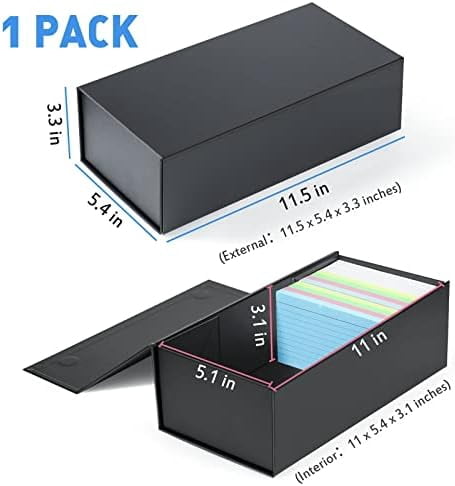 Quivanta 3x5 Index Card Holder Card File Box Organizer, Hold 1200 3x5-Inch Flash Cards 1 Pack Black