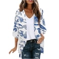 thumbnail image 2 of Frostluinai Floral Cardigans for Women Open Front Chiffon Kimono Cardigans 3/4 Sleeve Lightweight Cardigans Boho Vacation Kimonos, 2 of 5