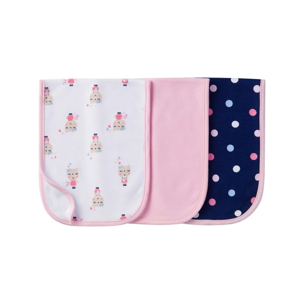 Gerber Cotton Burp Cloth, 3pk Girls