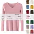 thumbnail image 3 of Vynhevius Women's V Neck Sweater Long Sleeve Ribbed Solid Slim Fit Stretchy Casual Layer Knit Tops, 3 of 5