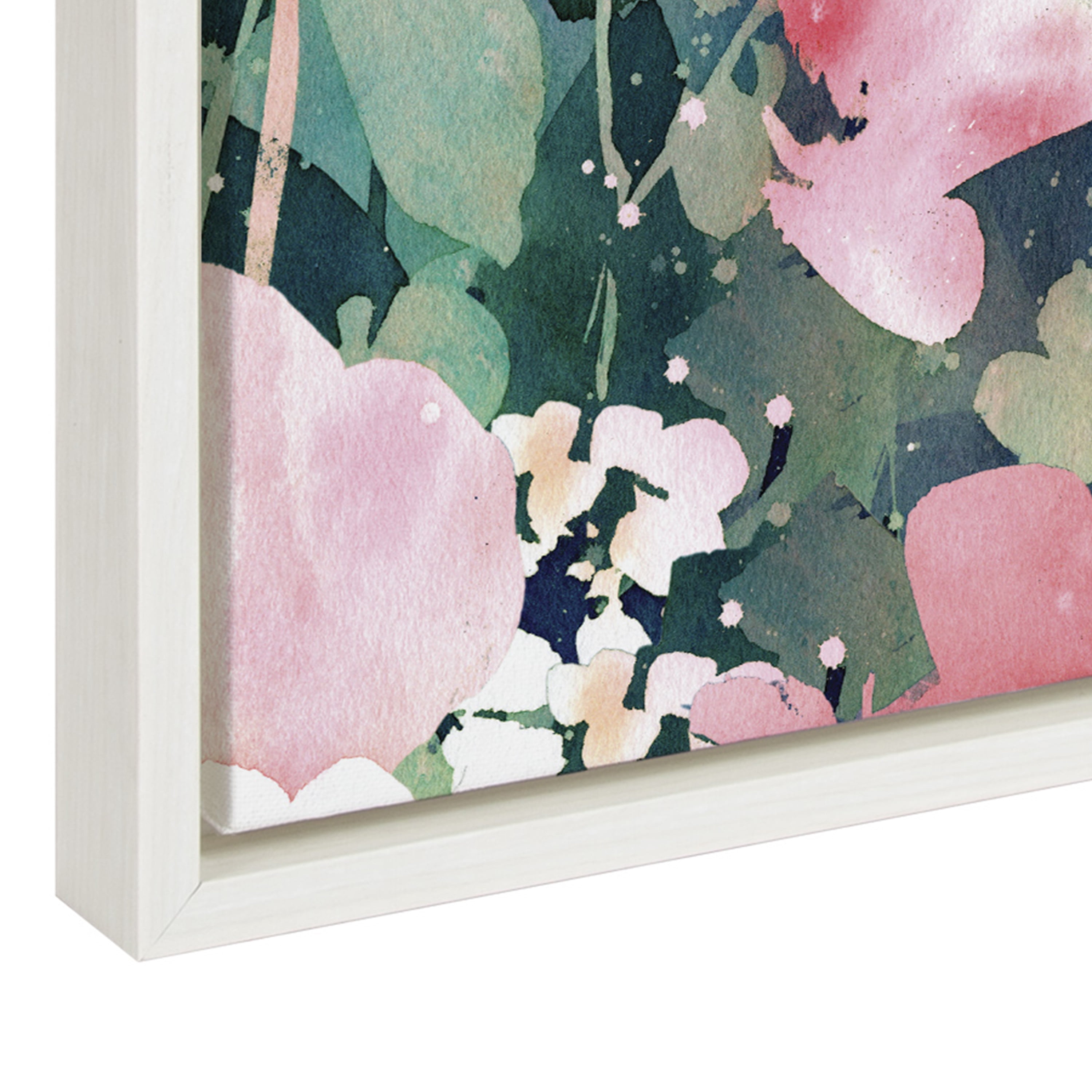 Ember Interiors Sylvie CI Sunrise Garden Pattern Framed Canvas Wall Art by CreativeIngrid, 18x24 White, Casual Chic Floral Wall Décor
