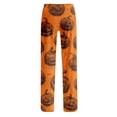 thumbnail image 5 of Womens Pj Pants Halloween Ghost Pumpkin Print Wide Leg Drawstring Pajama Pants Sleepwear, 5 of 5