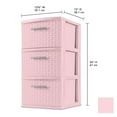 thumbnail image 4 of Sterilite 3 Drawer Tower, Slim Plastic Weave 3 Drawer Tower with Pull Handles, Pink, Pack of 2, 4 of 7
