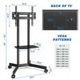 thumbnail image 3 of RTVR Modern Rolling TV Stand Cart with Wheels for TVs up to 75 inch, Black Swivel Mount Home Mobile Base, 3 of 8