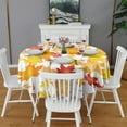 thumbnail image 2 of Autumn Fall Leaves Pattern Round Tablecloth 60" X 60",Wrinkle Wipeable Table Cloth for Kitchen Dining Room Picnic Patio Party, 2 of 6