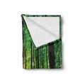 thumbnail image 2 of Forest Soft Flannel Fleece Throw Blanket, Trees Forest Picture from Indoor Sun Rays as Background Wooden Floor Art Print, Cozy Plush for Indoor and Outdoor Use, 60" x 80", Green Brown, by Ambesonne, 2 of 5