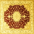 thumbnail image 1 of Ahgly Company Machine Washable Indoor Square Medallion Yellow Traditional Area Rugs, 4' Square, 1 of 4