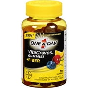 One A Day VitaCraves Plus Fiber Adult Multivitamin Gummies, 70 Count
