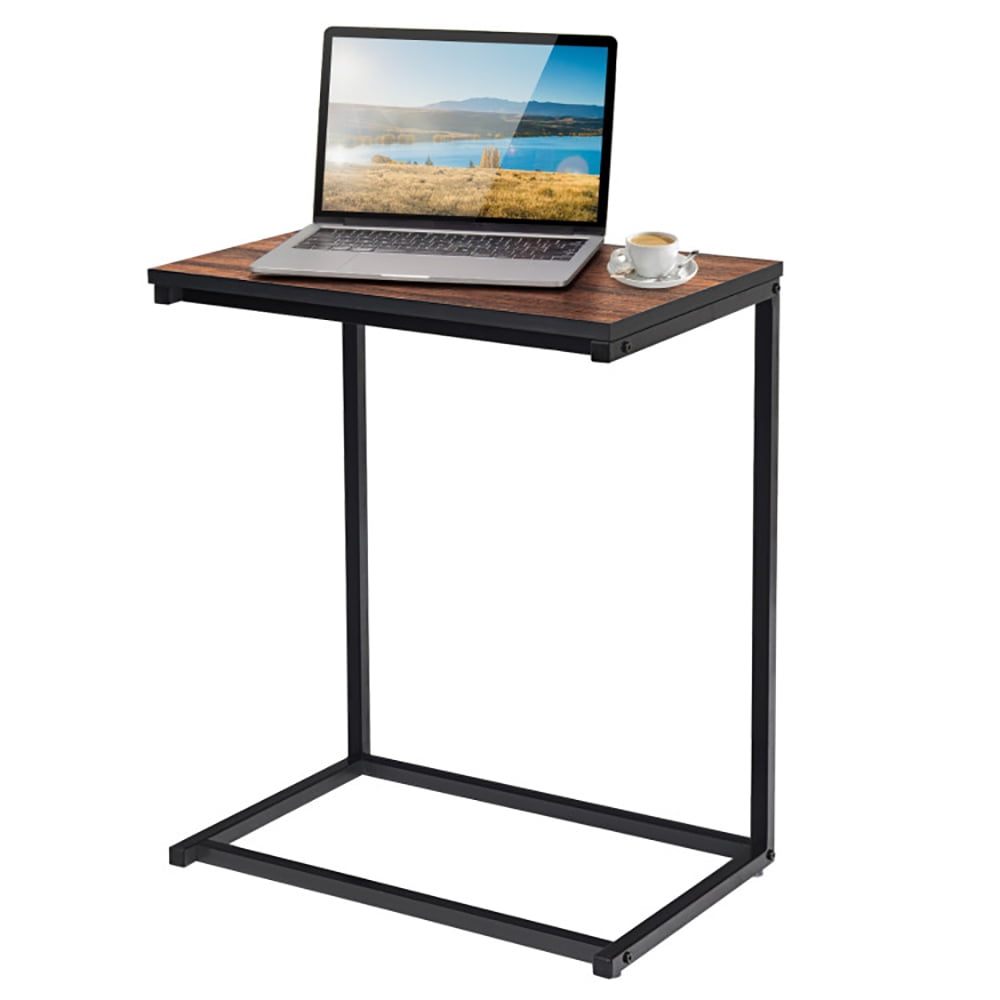 Finihen End Table, 26 Inch Beside Sofa Laptop Holder End Stand Desk, Sofa Side Table, Bed Side Table, for Living Room, Bedroom, Brown Finihen End Table, 26 Inch Beside Sofa Laptop Holder End Stand Desk, Sofa Side Table, Bed Side Table, for Living Room, Bedroom, Brown