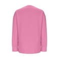 thumbnail image 4 of QQAMB Plus Size Sweatshirts for Women Oversized Solid Color V-Neck Long Sleeve Pullover Tops Fall Trendy Sweatshirts Pink 2XL, 4 of 4