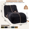 thumbnail image 4 of Aukfa Chaise Lounge, Bean Bag Sofa for Stretching, Relaxation, High Density Foam Recliner, Black, 4 of 8