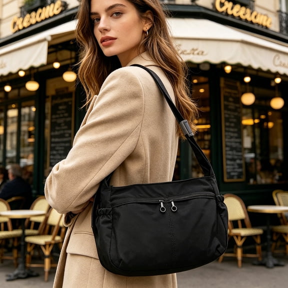 HOZVOMI Waterproof Nylon Tote Bag Large Capacity Versatile Casual Lightweight Sports Crossbody Shoulder Bag