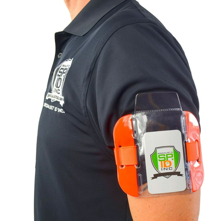 Vicloon Armbadgehouders, 2 stuks licentiebadge, armband, ID-kaarthouder voor hulpverleners, beveiligingspersoneel en portier (groen oranje