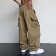 thumbnail image 2 of Mens Cargo Parachute Pants Streetwear Vintage Y2k Hip Hop Wide Leg Sweatpants, 2 of 9