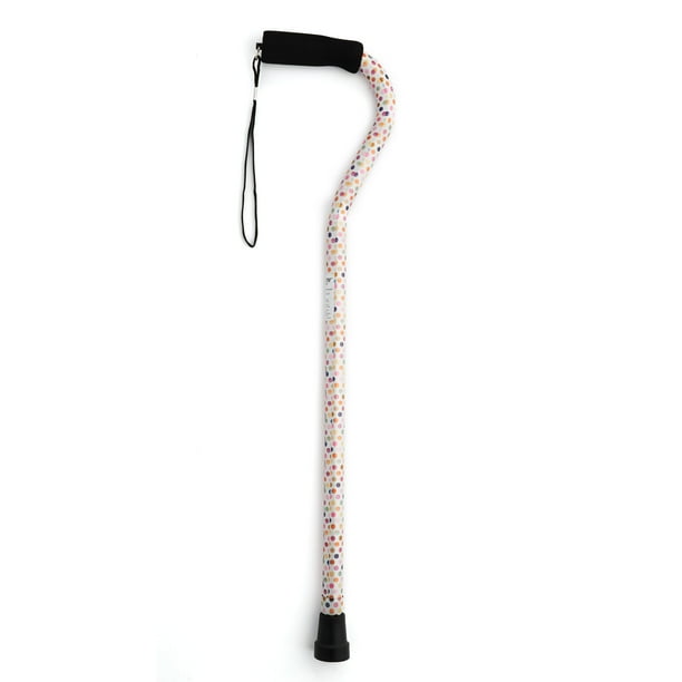 Equate Mobility Offset Handle Cane, Polka Dot