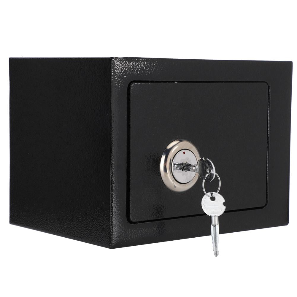 For Jewelry Cash Documents Security Boxe Safe Black Solid Steel Electronic Digital Safes With Lock For Home School Office Key Double Locking Waterproof 4.6L
