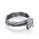 thumbnail image 3 of JeenMata Juego de Anillos de Boda de Cuatro Puntas con Corte Princesa de 1,50 Quilates Infinity Eternity con Baño de Oro Negro de 18 K sobre Plata (Personaliza la Banda de Tu Anillo de Bodas), 3 of 6