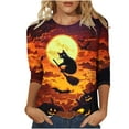 thumbnail image 2 of VKOYWKM Women's Halloween T-Shirts 3/4 Sleeve Funny Witch Graphic Tees Fall Crew Neck Loose Fit Vintage Halloween T-Shirts Shirts, 2 of 4