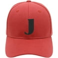 thumbnail image 2 of Daxton Structured Curve Visor Bill Baseball Hat 3D Capital Alphabet Letters, Red Hat Black Letter J, 2 of 3