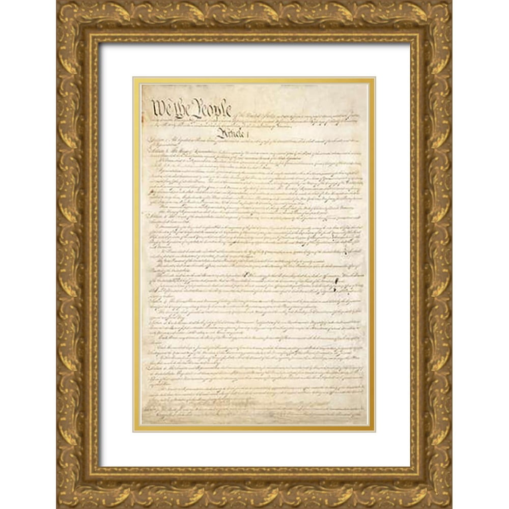 Constitutional Convention 11x14 Gold Ornate Wood Framed with Double Matting Museum Art Print Titled - Constitution of the United States 1787