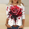 thumbnail image 2 of Pisexur Chandails d'Halloween pour Femmes Manches 3/4 Col Rond Chandails Graphiques Amusants Chandails à Capuche Hauts Tendance Automne Chandails Blouses, 2 of 5