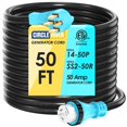 thumbnail image 1 of Cable de extensión para generador CircleRiver de 15 m, 50 amperios, con cierre giratorio, 1 of 6