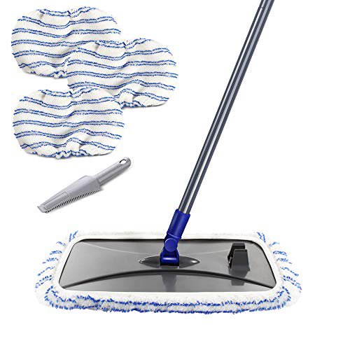 Masthome Large Surface Microfiber Flat Mop with 3 Reusable Mop Heads
