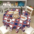 thumbnail image 6 of American Flag Tablecloth Round 60 Inch 4th of July Patriotic Table Cloth Washable Table Cover Memorial Day Red White and Blue Plaid Tablecloth Decorative for Home Kitchen Dining Indoor Party Picnic, 6 of 6