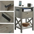 thumbnail image 5 of PetFurnishn Nightstand with Charging Station, Modern End Table with Drawer, Bedside Table with Open Storage, Washed Oak, 5 of 7