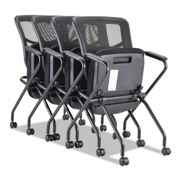 Alera Elusion Mesh Nesting Chairs with Padded Arms Supports Up to