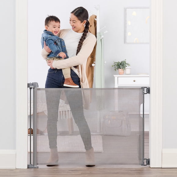 Barrière de sécurité rétractable Regalo pour bébé, barrière en maille murale de 50 po pour portes et escaliers, réglable, indicateur de verrouillage, quincaillerie incluse