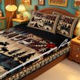thumbnail image 3 of meiyoeat Moose Cabin Zipper Twin Comforter Sets with Fitted Sheet and 2 Pillowcases,Jungle Animal Deer Zipper Bedding Set For Boys,Red Black,Black Reversible,4pcs, 3 of 7