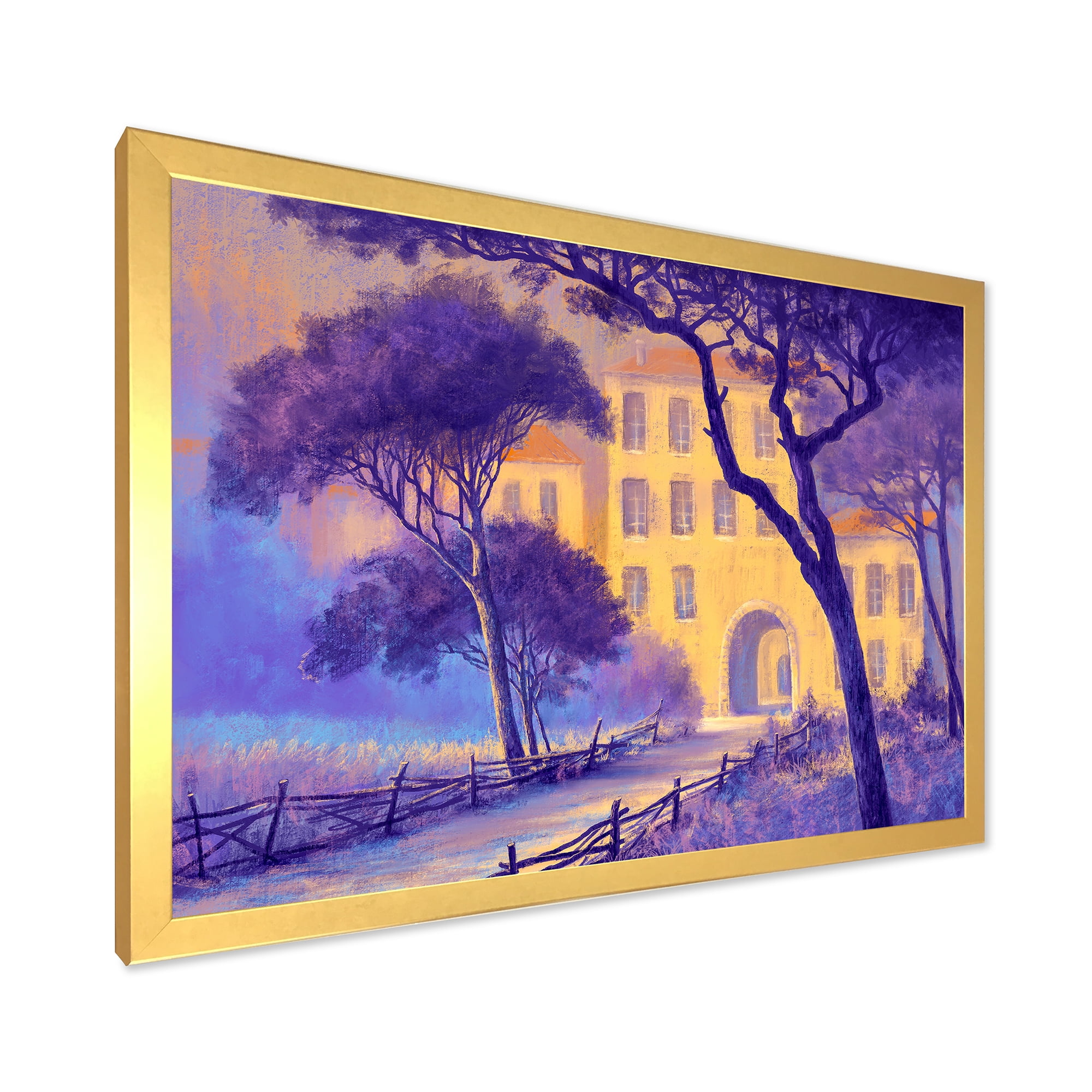Designart 'Street Landscape OF Footpath & Trees In A City' Traditional Framed Art Print
