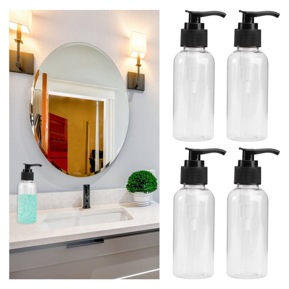 RENACLIPY 5Pack Plastic Shower Gel Press Pump Bottle for Body Wash with Pump in Black for Home