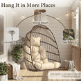 thumbnail image 6 of RADIATA Patio Hanging Egg Chair Without Stand, 5" Cushion Foldable Wicker Outdoor Swing Chair No Stand Tree or Ceiling Hanging for Garden, Porch, Balcony, 350 lb, Brown, 6 of 10