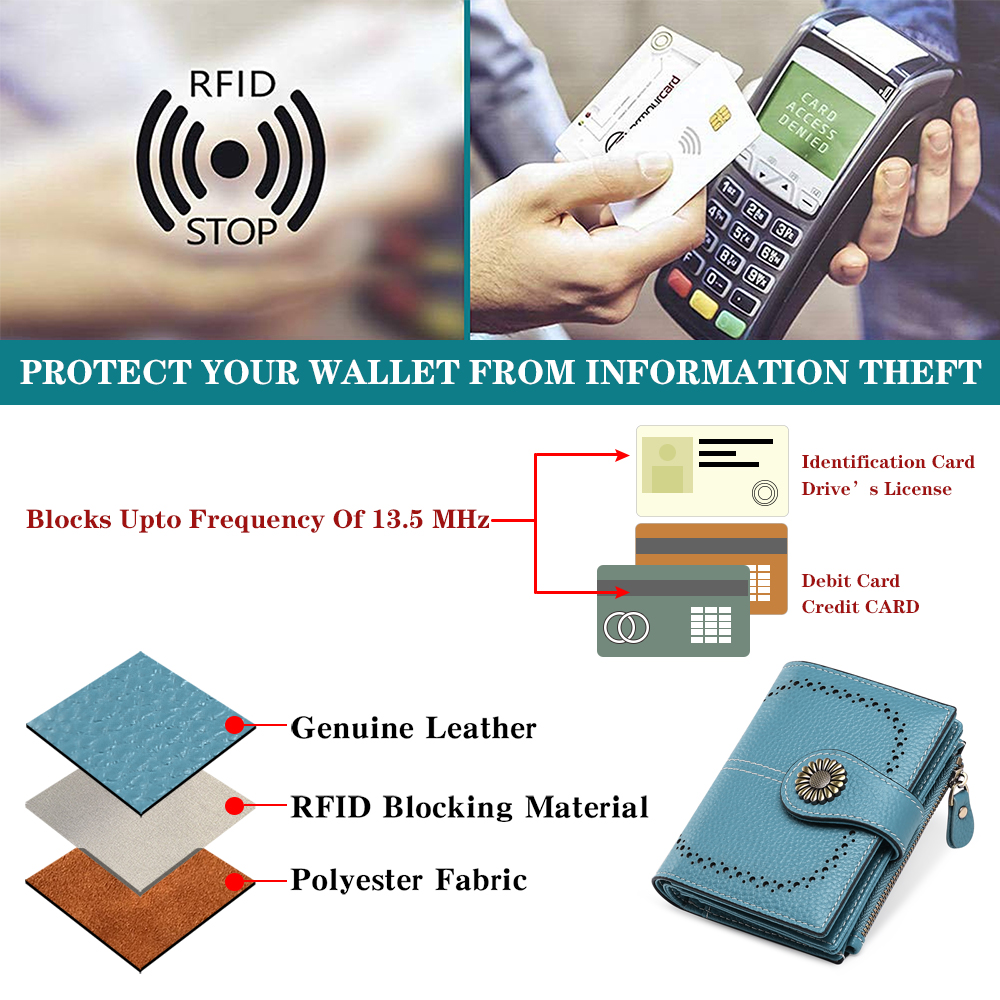 Sendefn Small Genuine Leather Bifold Wallet for Women photo 6