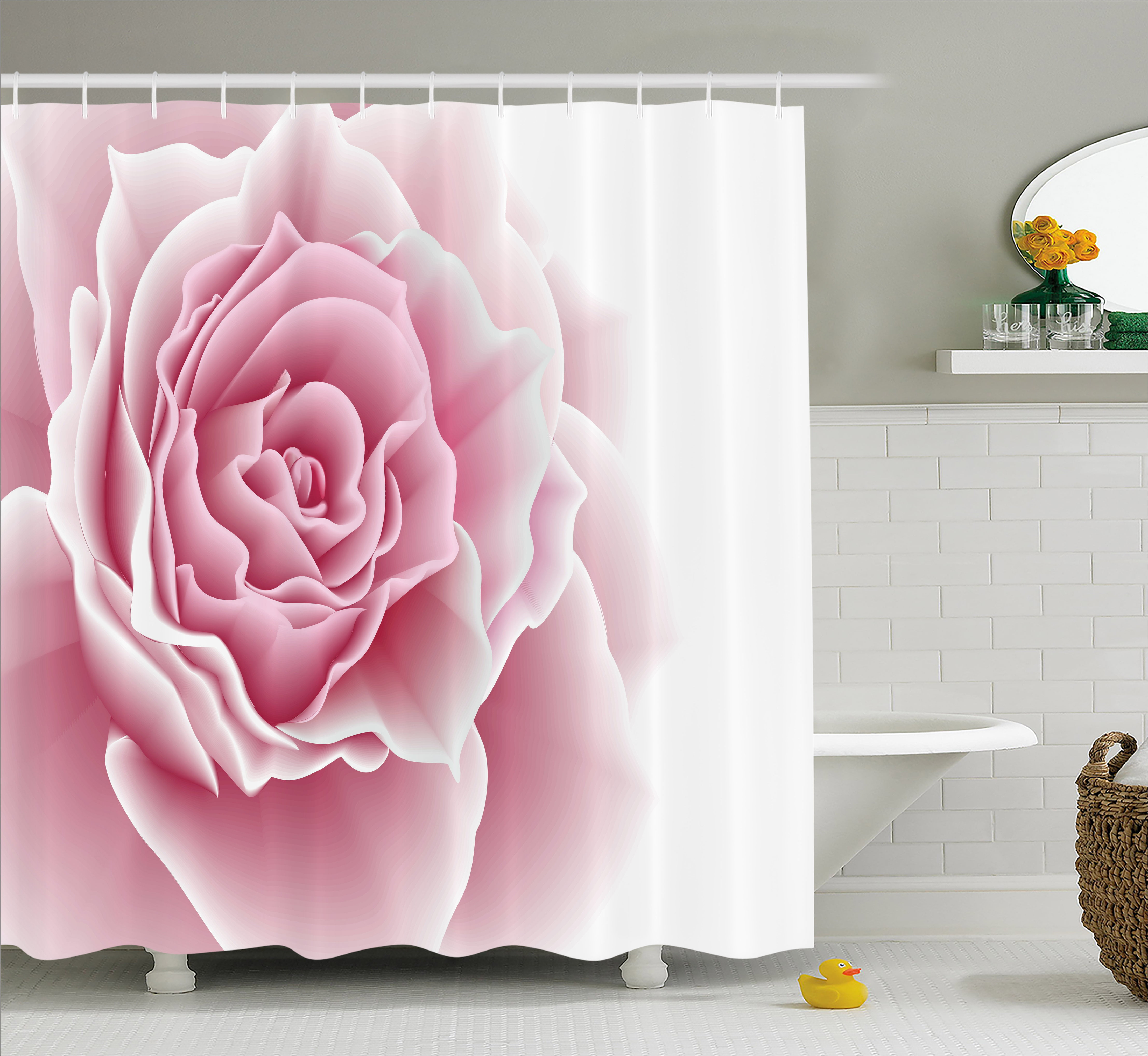 Light Pink Shower Curtain, Romantic Rose Petals Beauty Bouquet ...