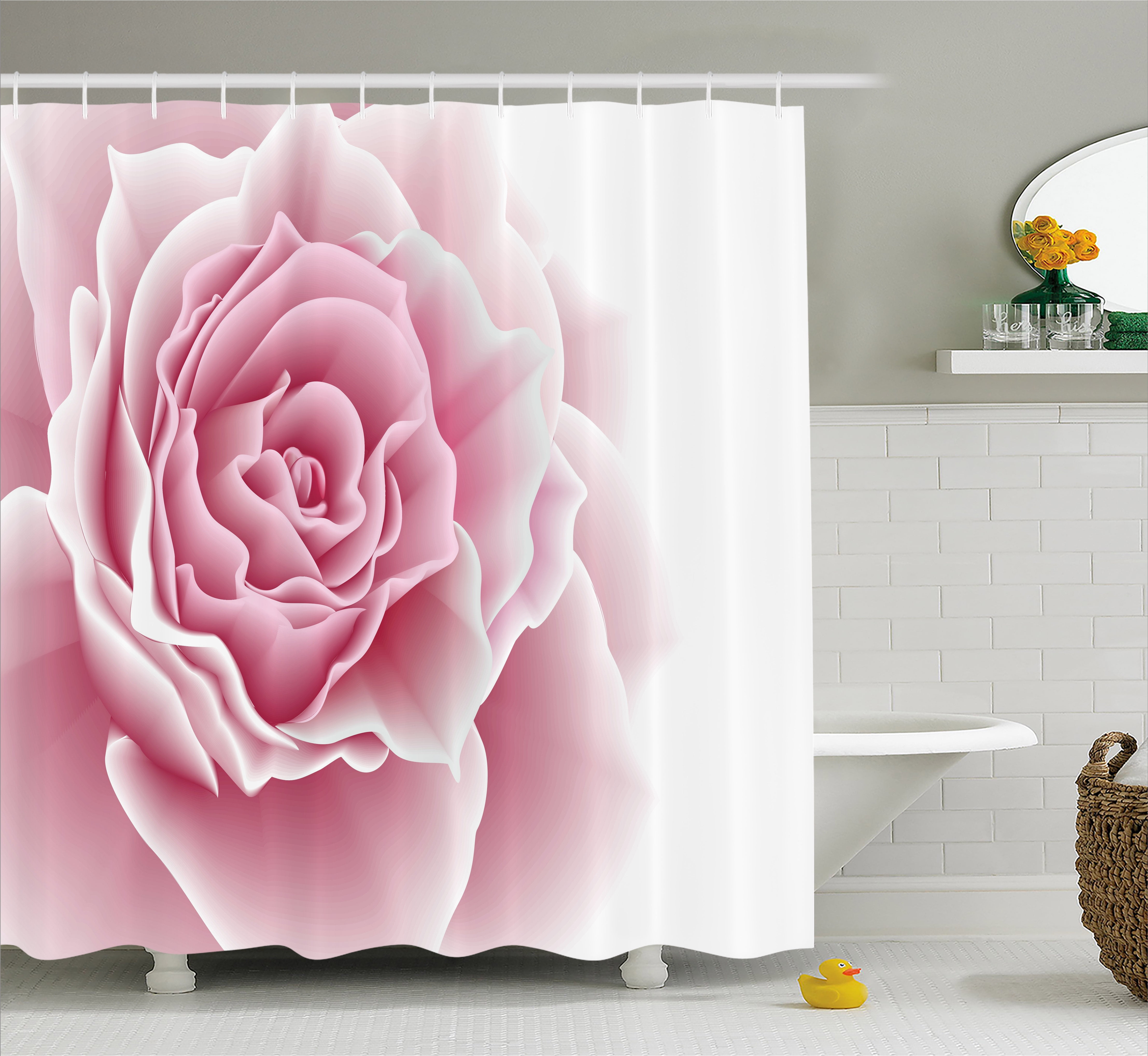 Light Pink Shower Curtain, Romantic Rose Petals Beauty Bouquet