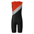 thumbnail image 2 of CHICTRY Kids Boys One-piece Swimming Bodysuit Color Contrast Gymnastics Cycling Sports Jumpsuit Red 12, 2 of 5
