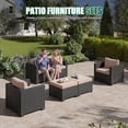 thumbnail image 4 of ClouddWell 4 Seat Outdoor Patio Furniture Set, Patio Conversation Sets with Thick Waterproof Cushions & 2 Ottoman (Beige), 4 of 6