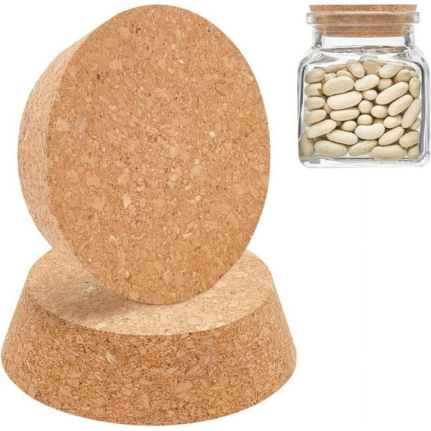 Tapones de corcho para botellas, paquete de 2, 4 x 3,5 pulgadas, tapas de corcho cónicas, tapones de corcho para botellas de vino, jarras de cerámica, botellas de vidrio para cerveza, manualidades,