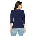 thumbnail image 2 of Hanes 00090563950898 T-Shirt à Manches Raglan en Coton Extensible pour Femmes , Marine - Extra Grand, 2 of 2